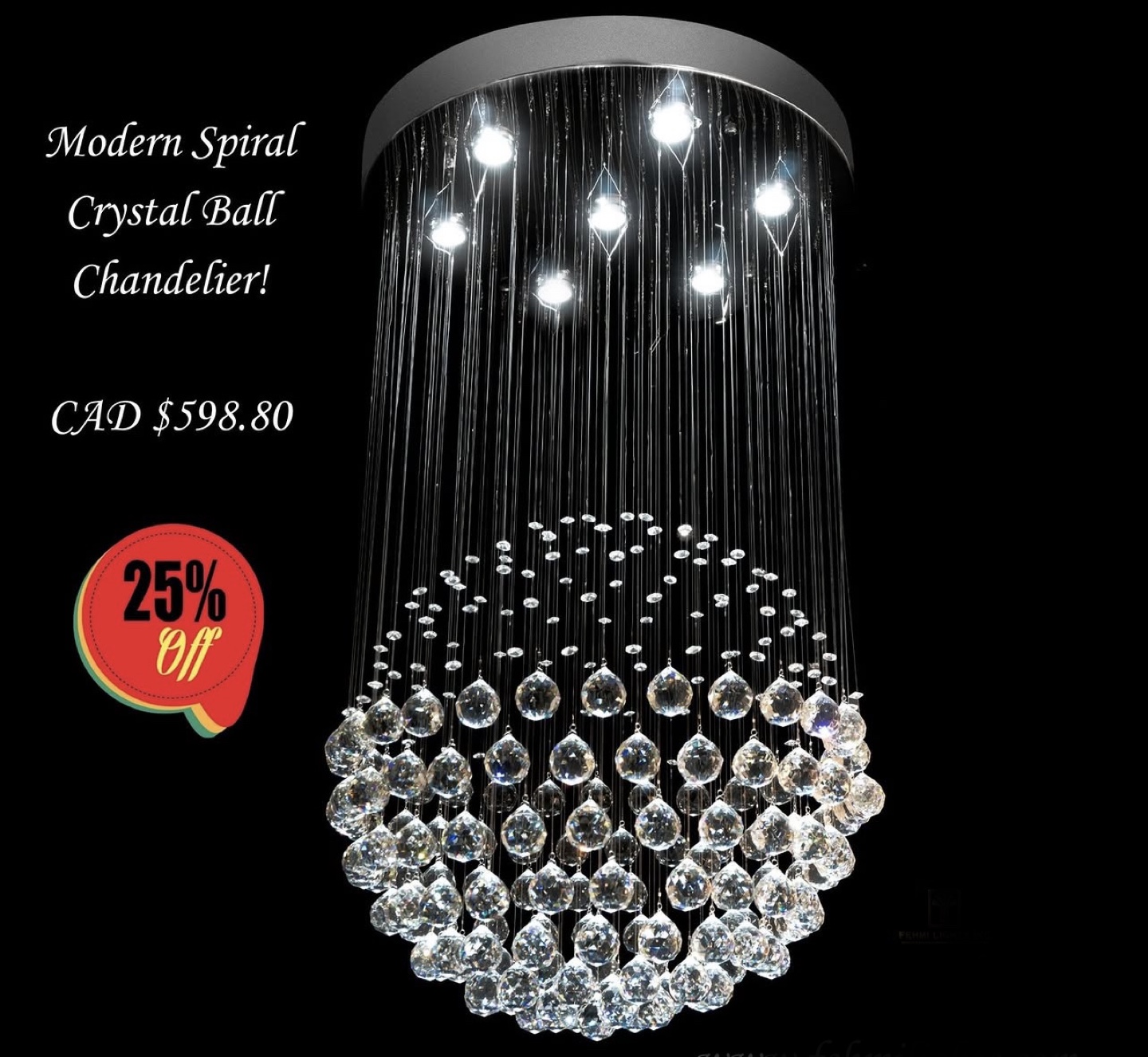 Modern Spiral Crystal Ball Chandelier