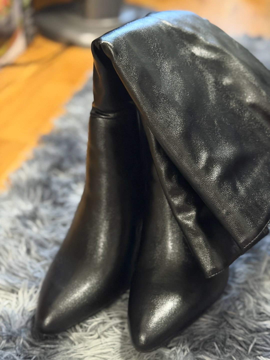 Black Leather Knee-High Boots