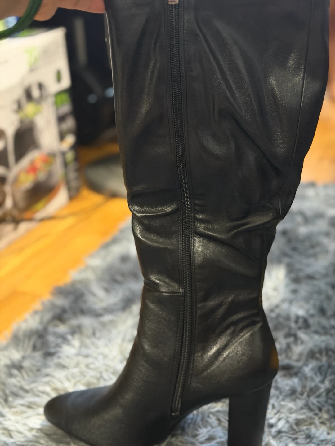 Black Leather Knee-High Boots - photo 3