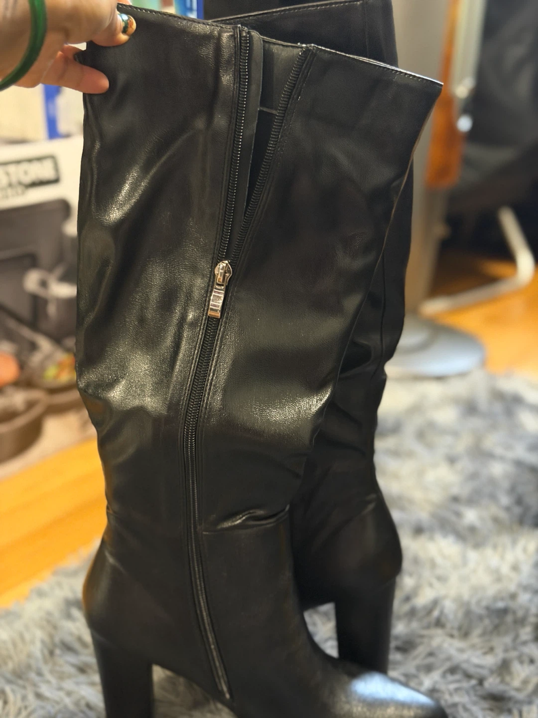 Black Leather Knee-High Boots - photo 4