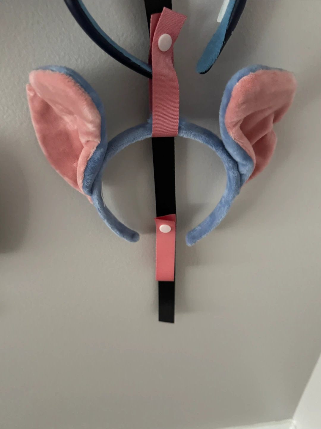 Blue and Pink Plush Ear Headband
