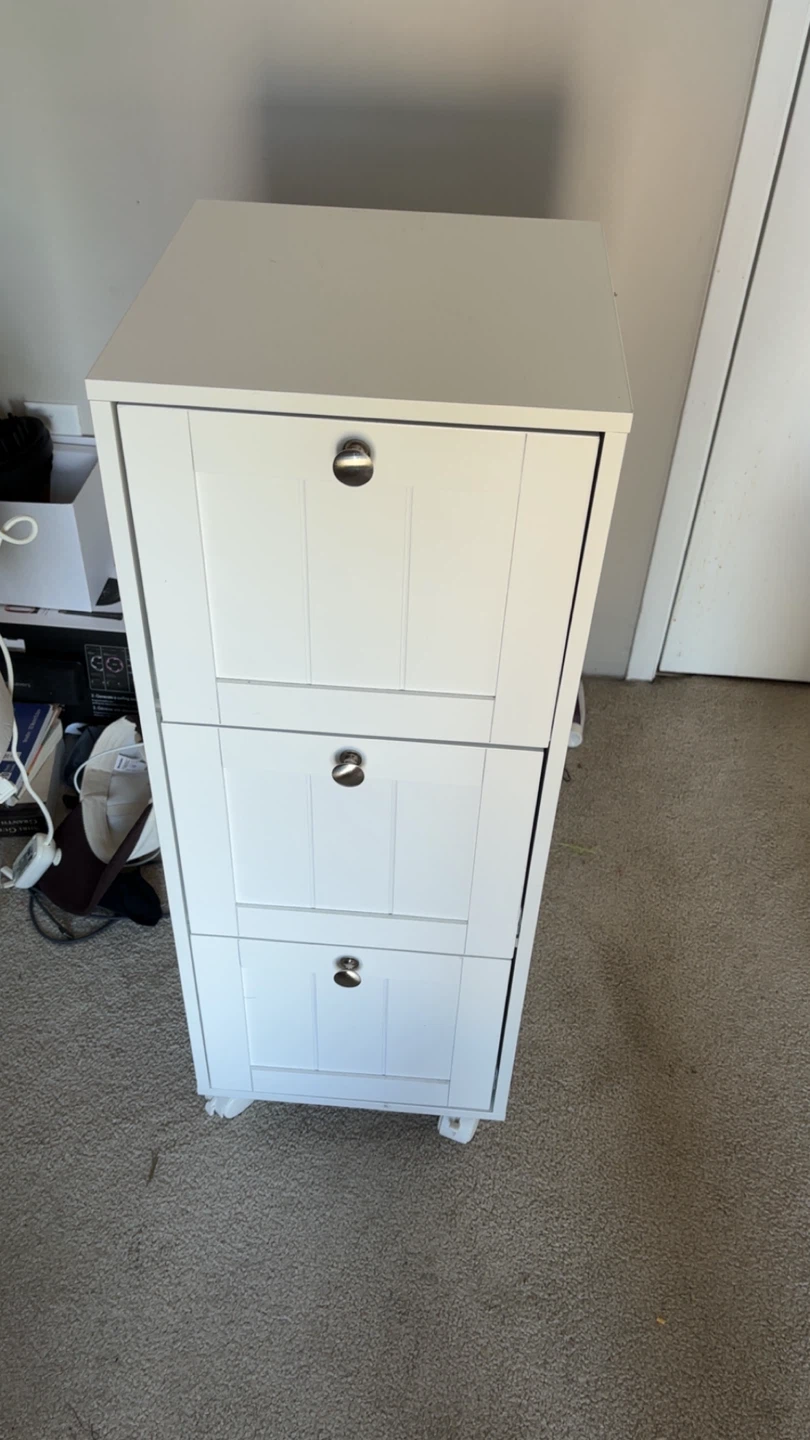 White 3-Drawer Storage Cabinet