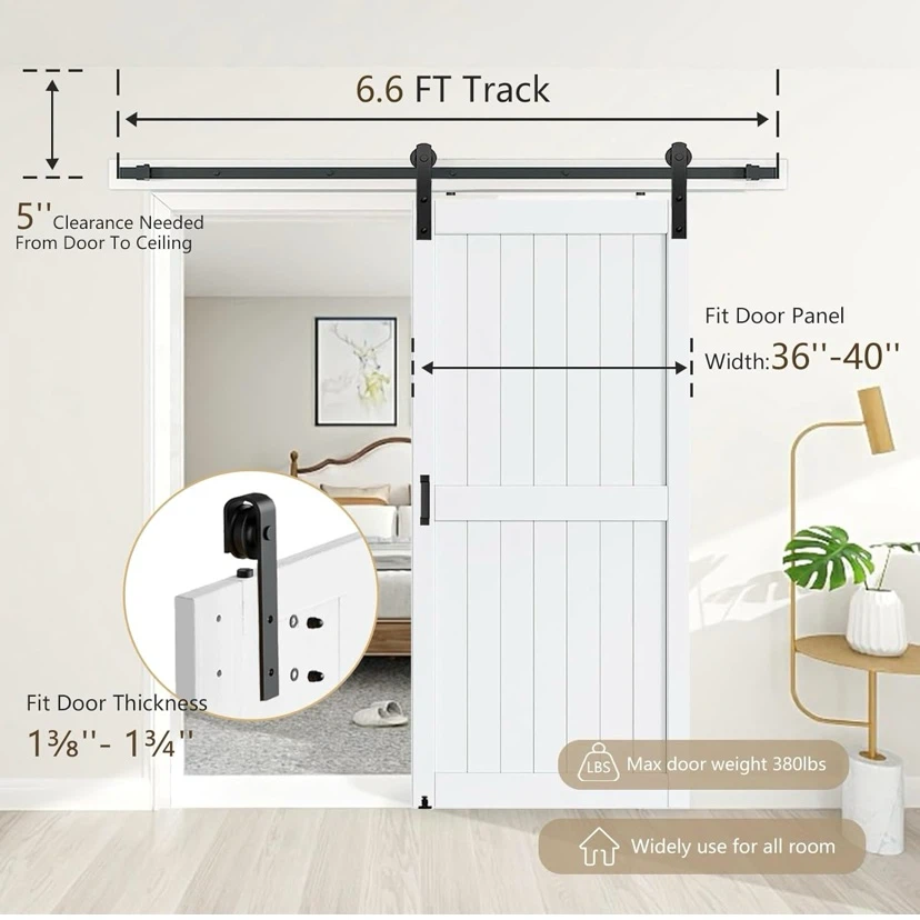 New Sliding Barn Door Hardware Kit 6.6 FT Heavy Duty - photo 2