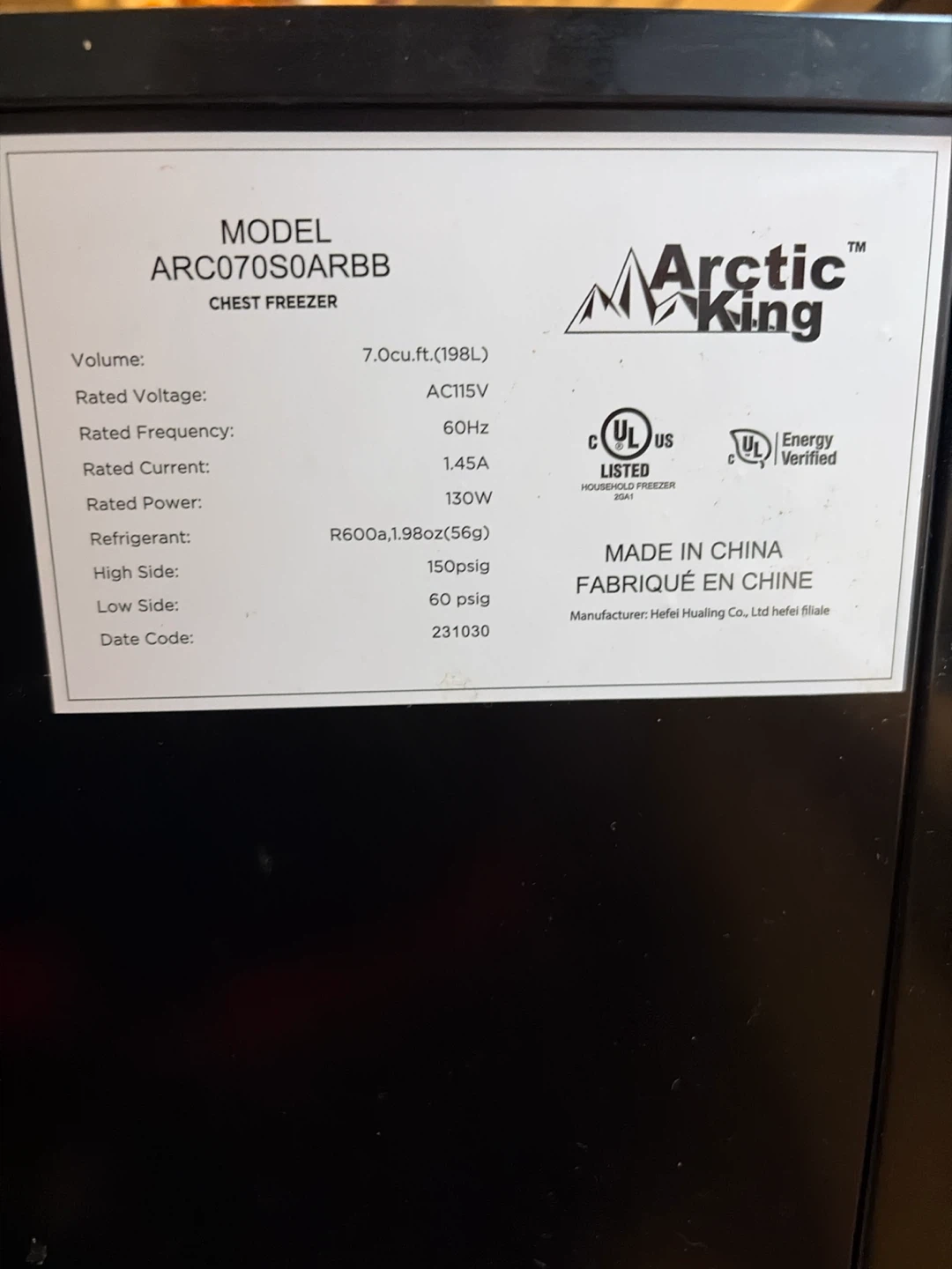 Arctic King Chest Freezer ARC070S0ARBB - photo 2