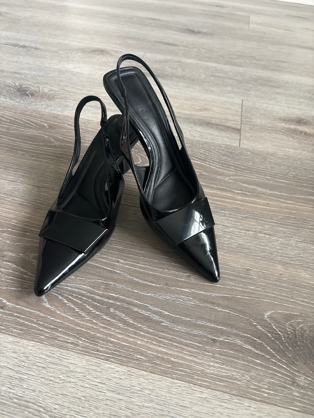 Black Patent Slingback Heels
