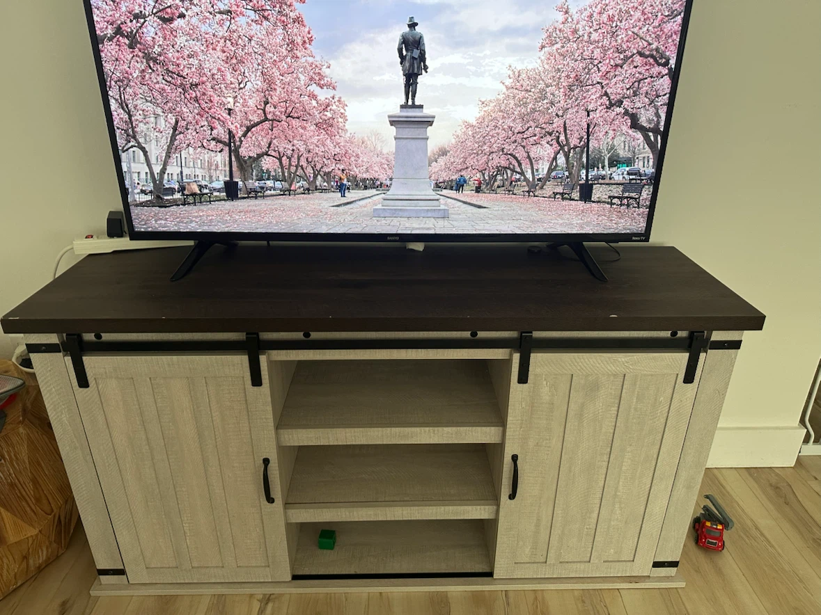Farmhouse Style TV Stand with Barn Doors