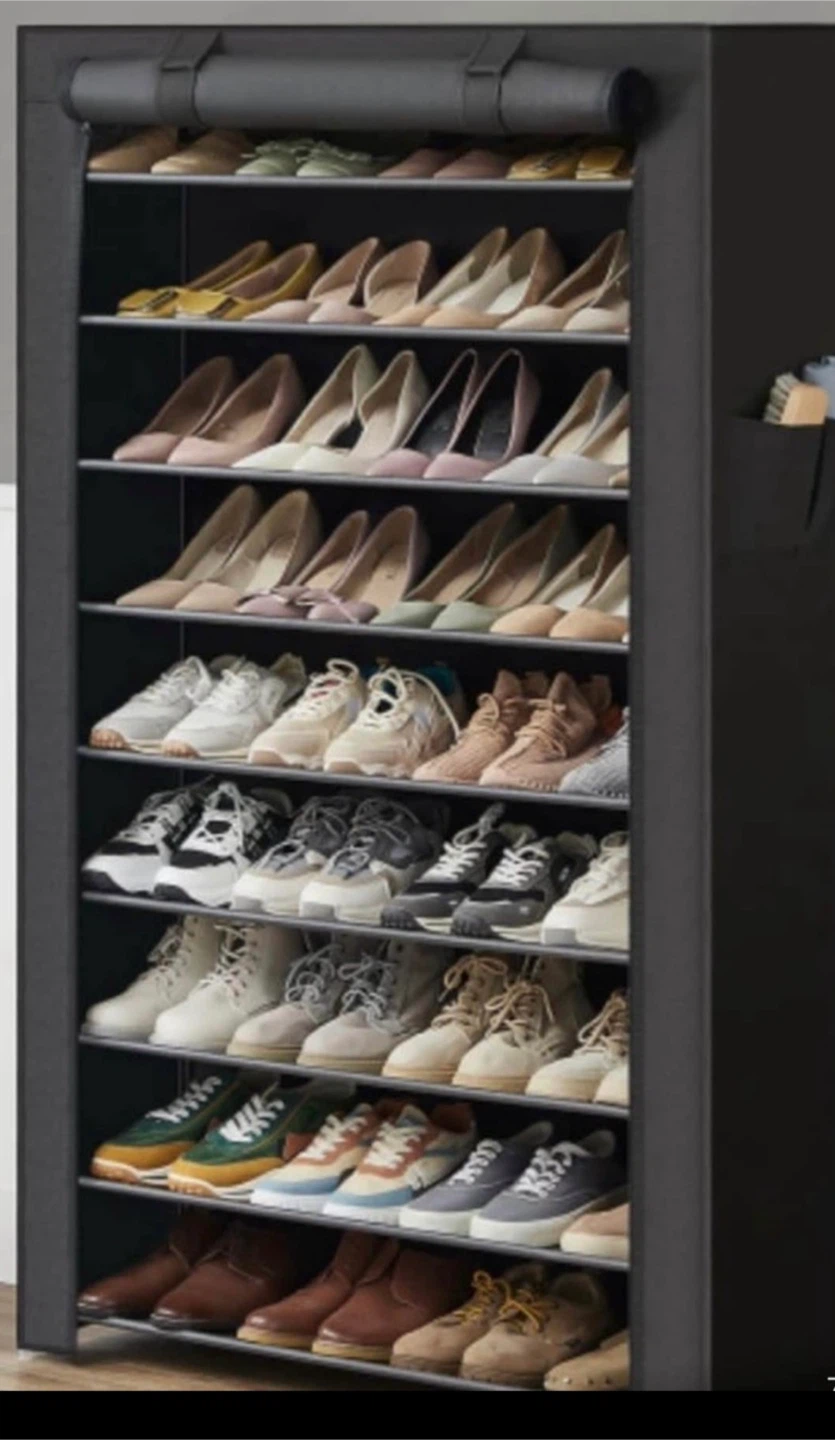 10-Tier Shoe Rack Organizer with Cover