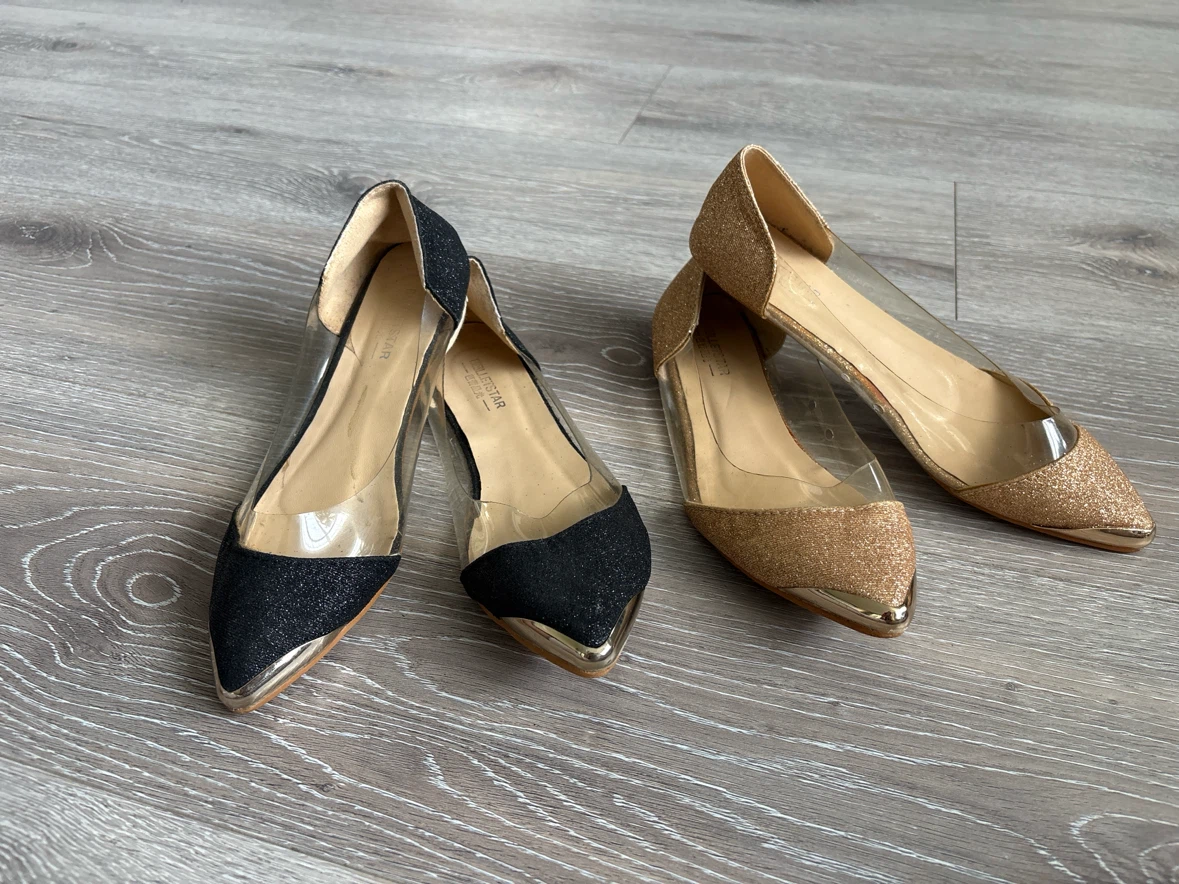 BALLETSTAR Women's Glitter Flats - Black & Gold