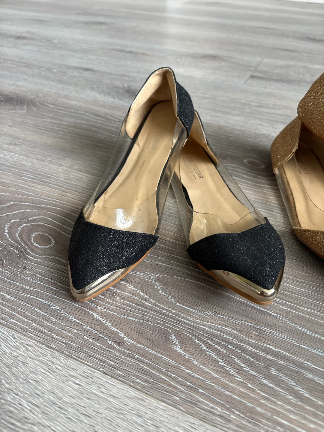 BALLETSTAR Women's Glitter Flats - Black & Gold - photo 2
