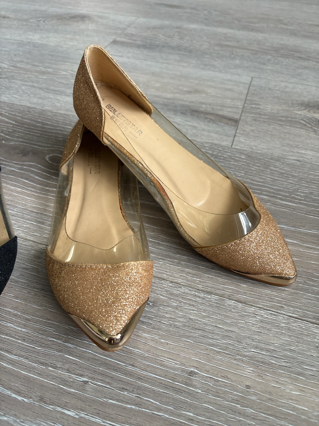 BALLETSTAR Women's Glitter Flats - Black & Gold - photo 3
