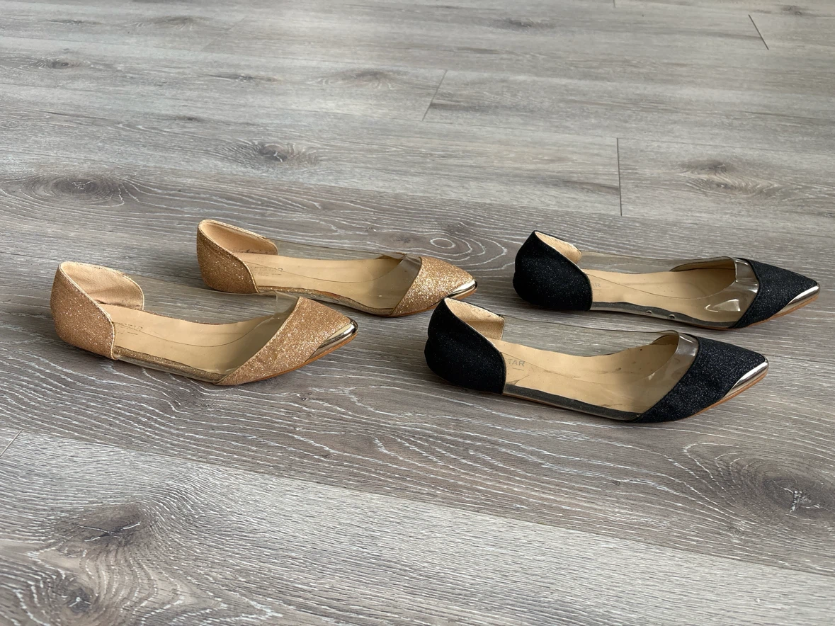 BALLETSTAR Women's Glitter Flats - Black & Gold - photo 5