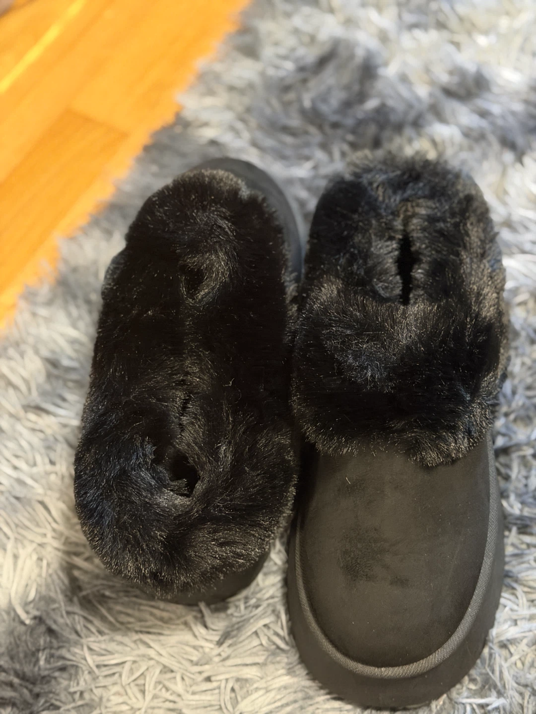 Black Faux Fur Lined Booties - Size 8 - photo 3
