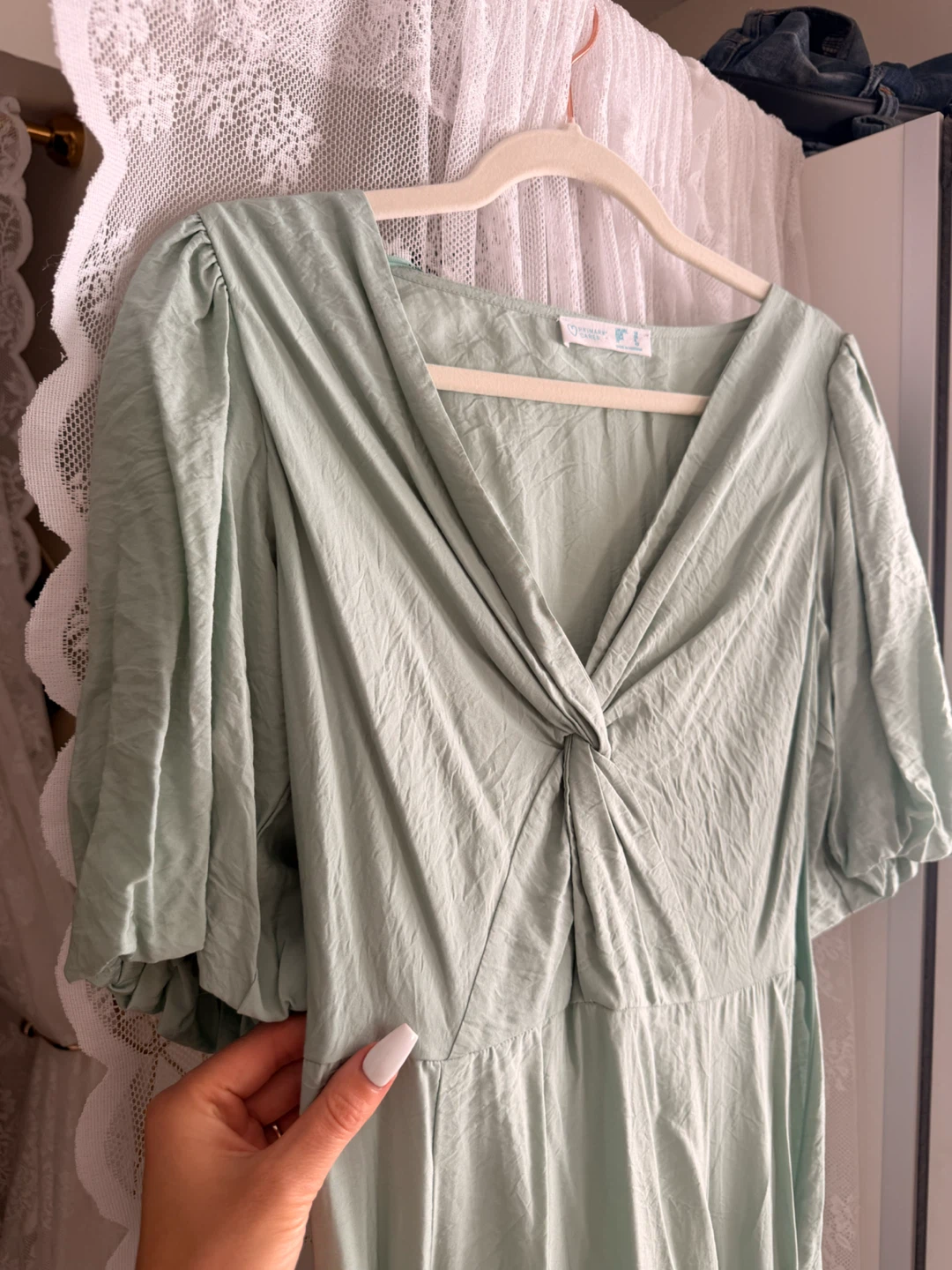 Never worn Primark Cares Light Green Twist Front Midi Dress