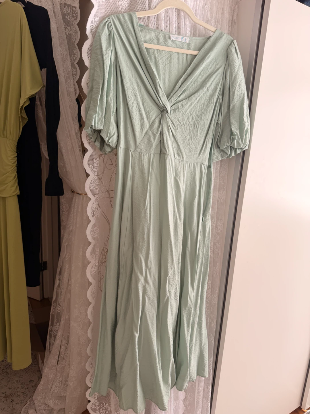 Never worn Primark Cares Light Green Twist Front Midi Dress - photo 2