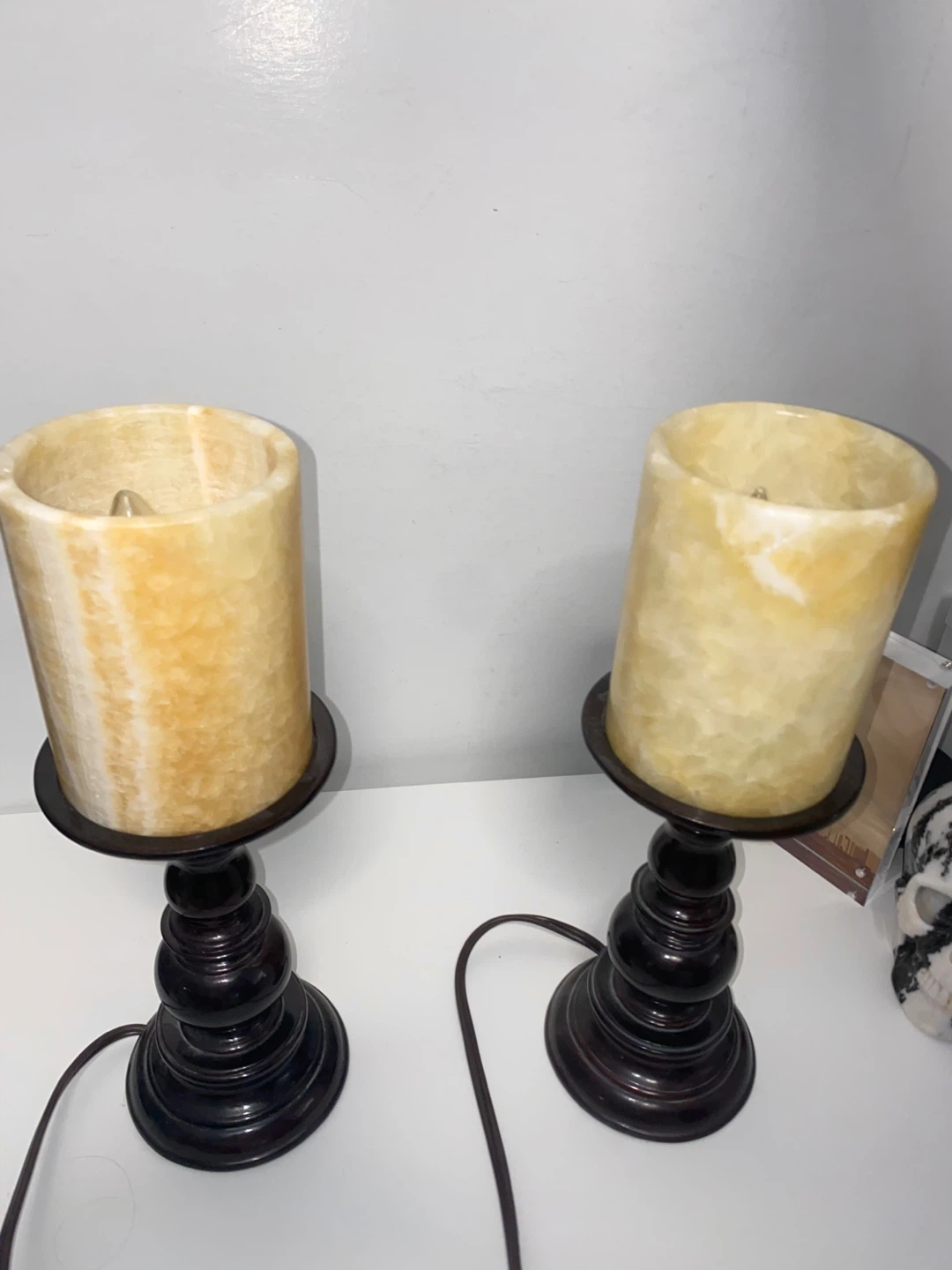 Pair of Onyx Candle Lamps - photo 4