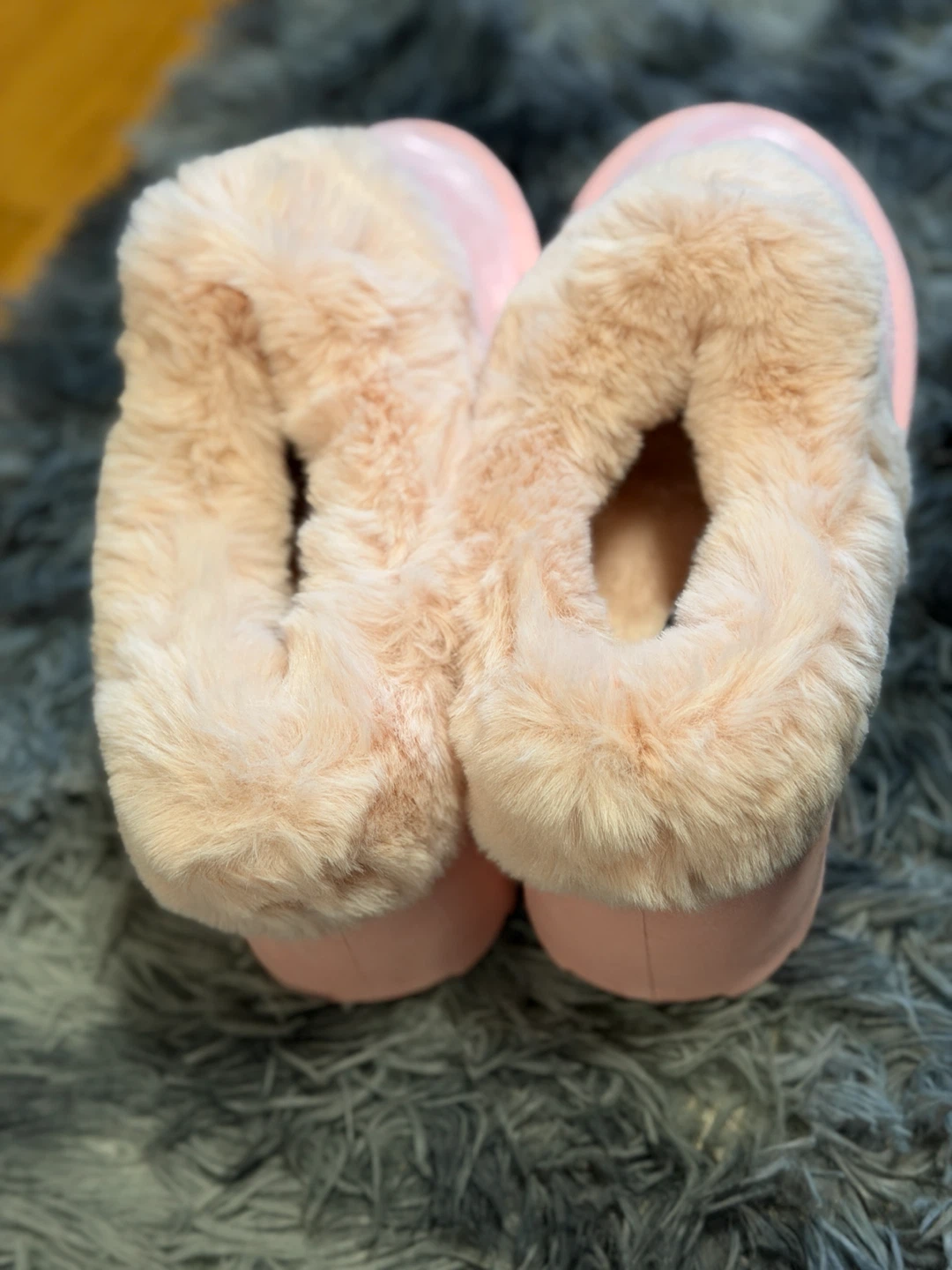 Pink Faux Fur Platform Slippers - photo 2
