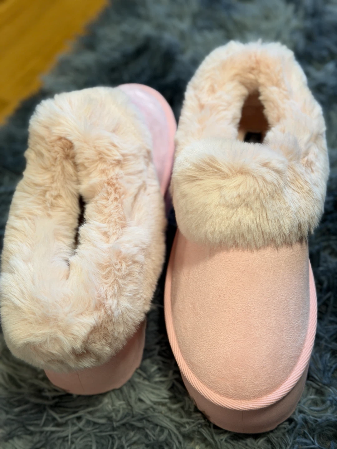 Pink Faux Fur Platform Slippers - photo 3