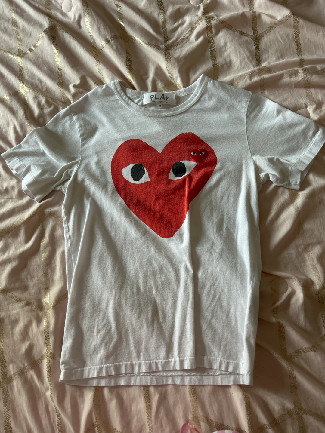 Comme des Garçons Men’s White Heart T-Shirt