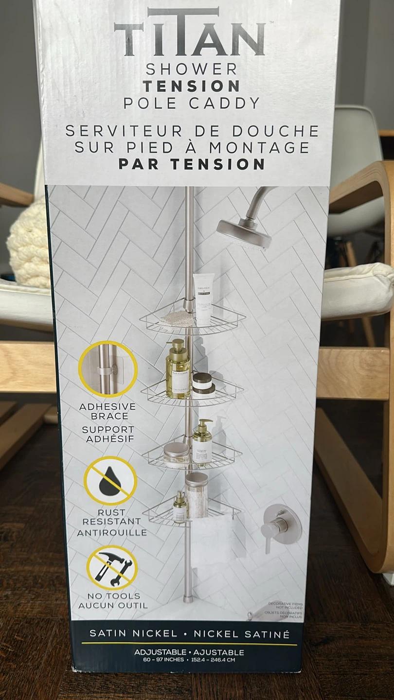 Titan Shower Tension Pole Caddy - Satin Nickel