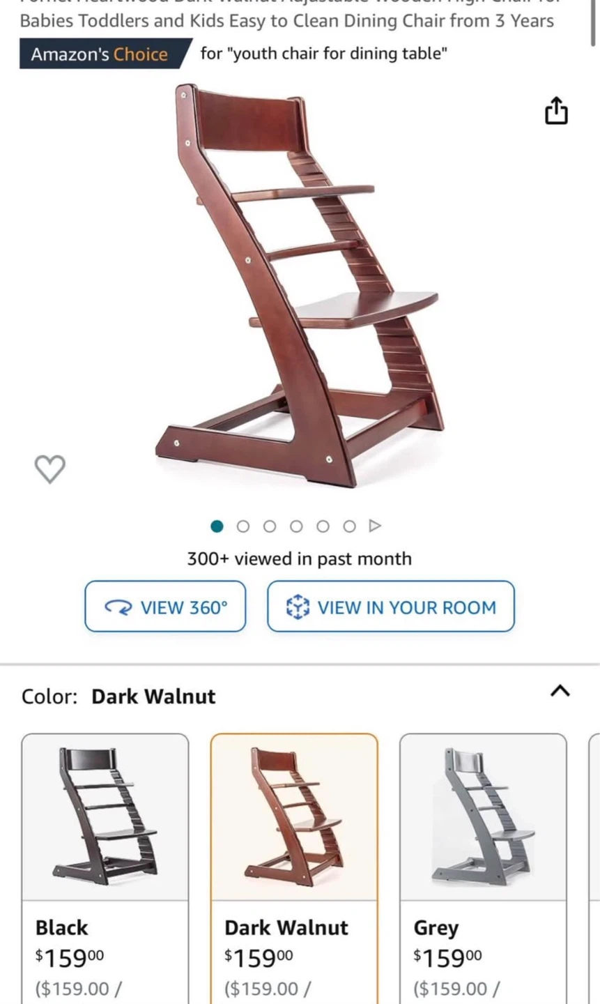 Adjustable Wooden High Chair - Dark Walnut