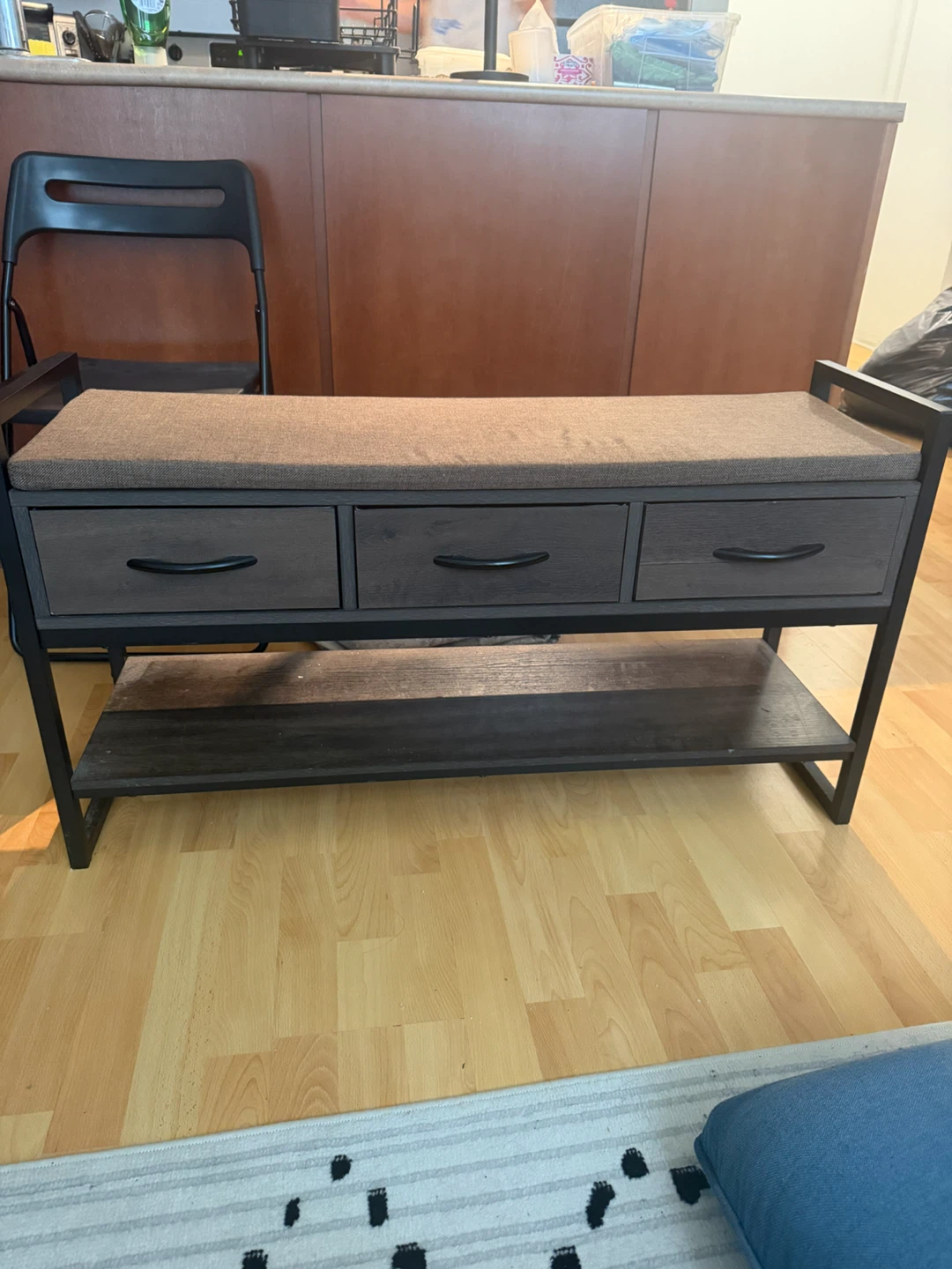 Bench with Storage Drawers and Shelf