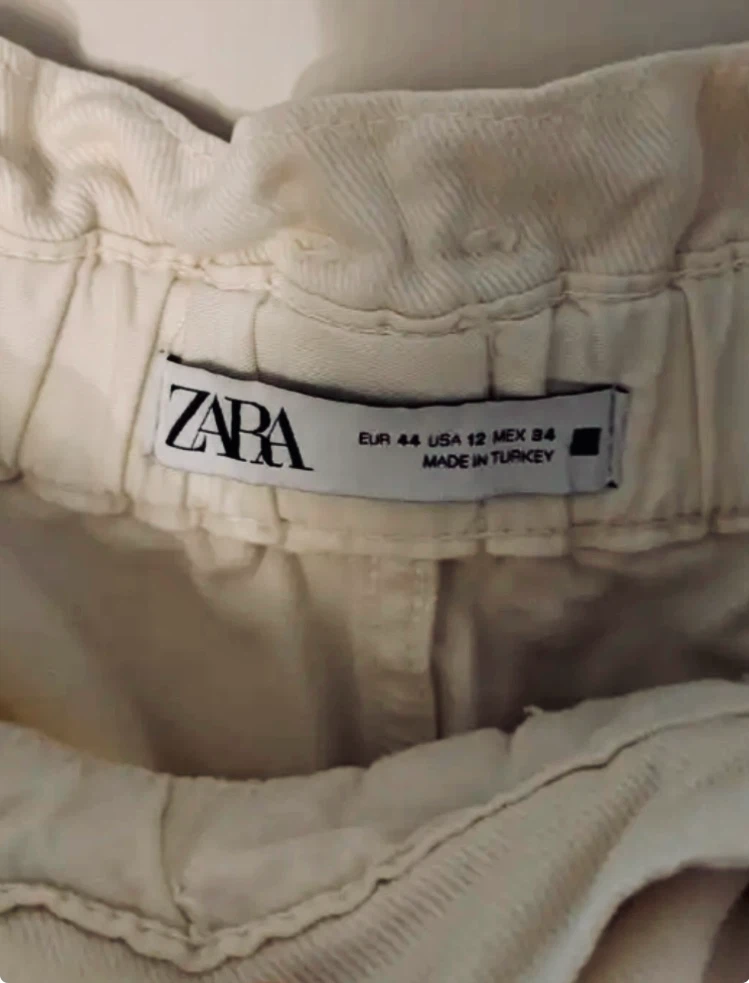 Zara cream beige Shorts with Belt Size 12 - photo 3