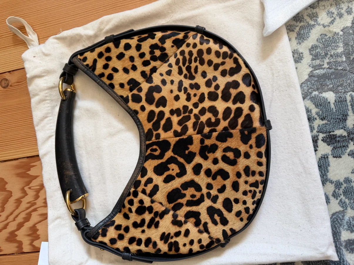 Leopard Print Calf Hair Hobo Bag
