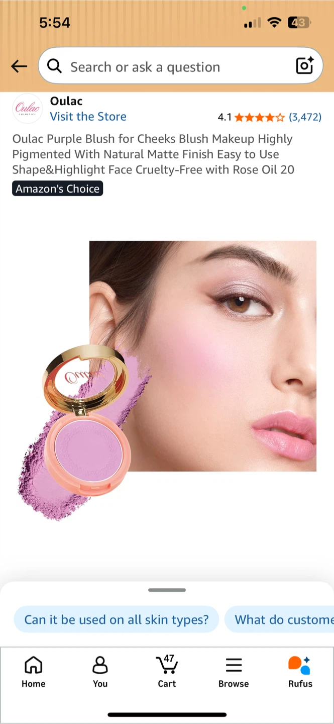 Oulac Purple Blush Makeup