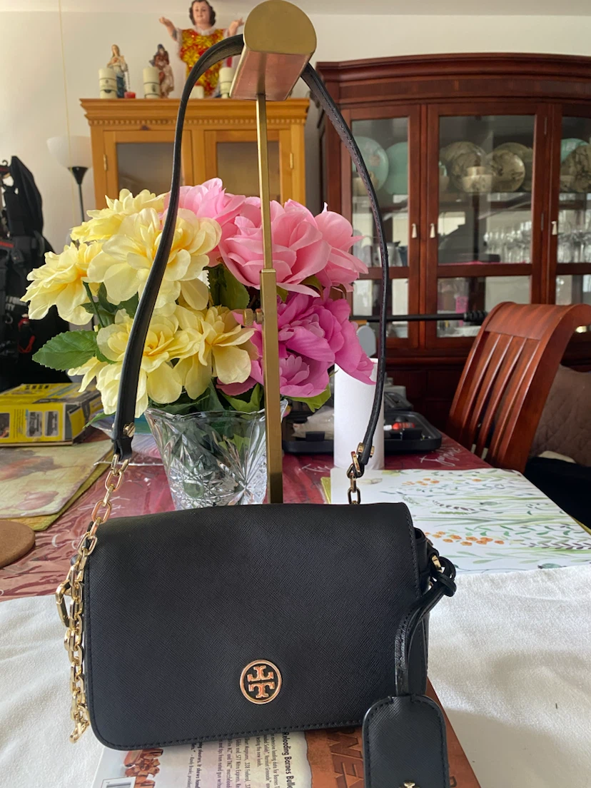 Tory Burch Black Leather Chain Shoulder Bag