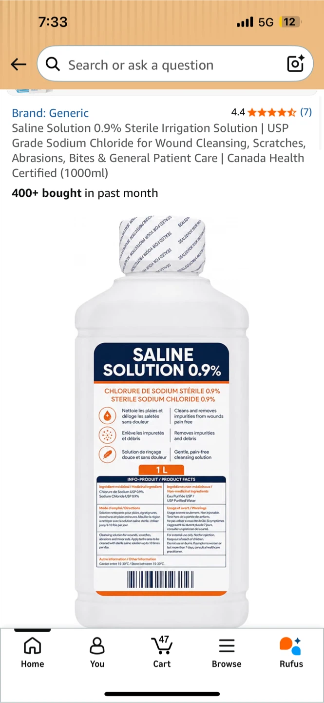 Generic Saline Solution 0.9% Sterile Irrigation (500ml)