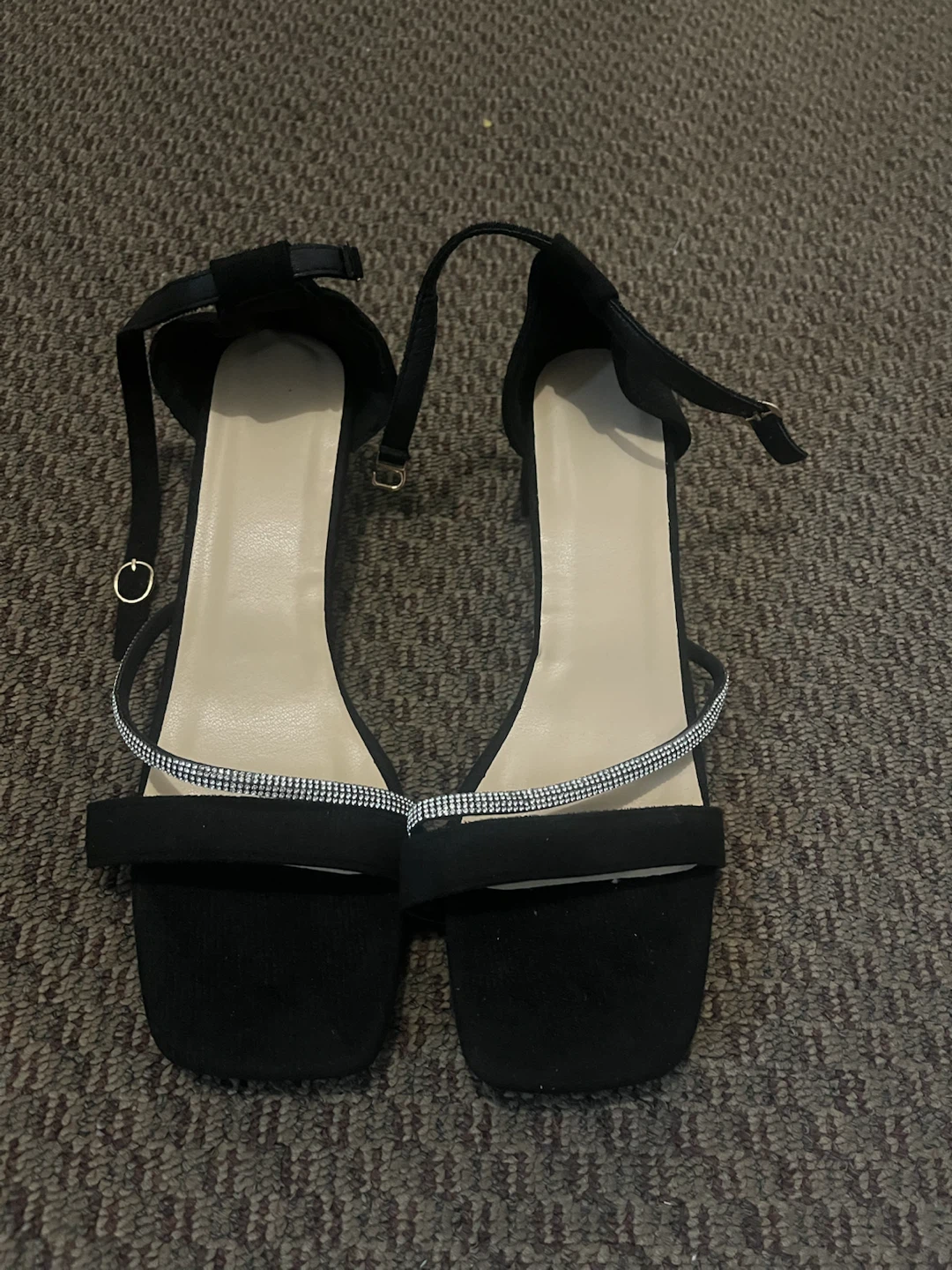 Black Heeled Sandals with Rhinestone (size 9)