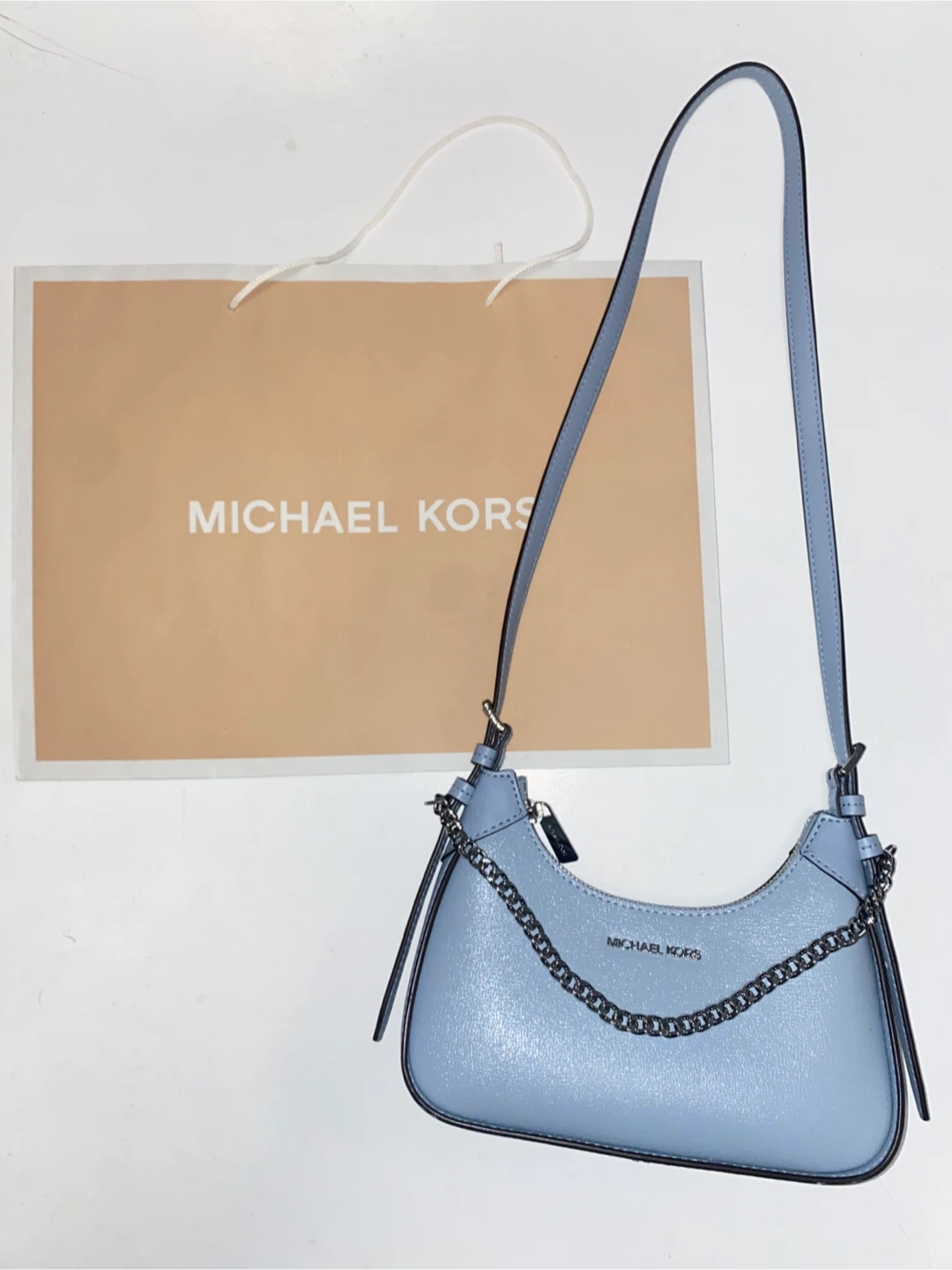 Michael Kors Light Blue Leather Shoulder Bag