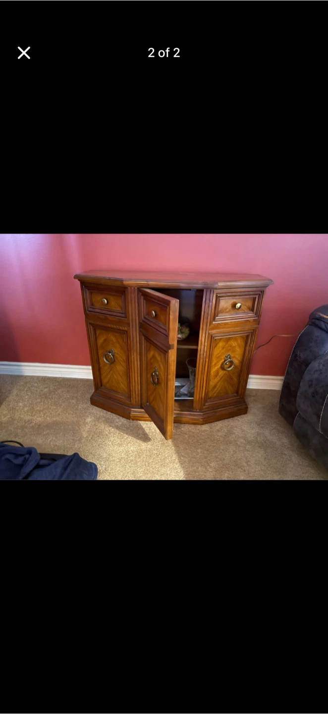 Vintage Wooden Sideboard Cabinet with Drawers and Doors
