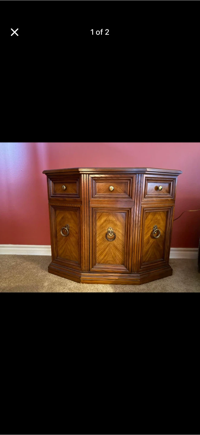 Vintage Wooden Sideboard Cabinet with Drawers and Doors - photo 2
