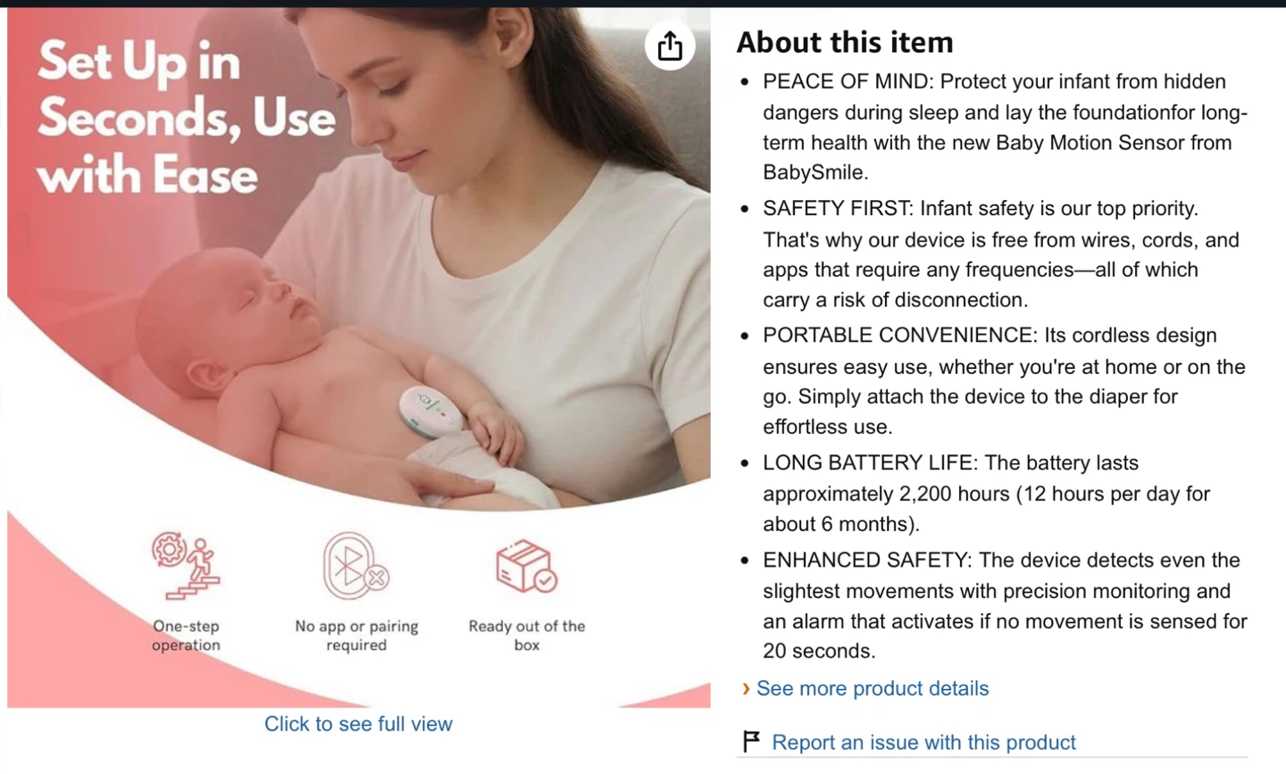 Baby Smile Baby Motion Breathing Monitor - photo 2