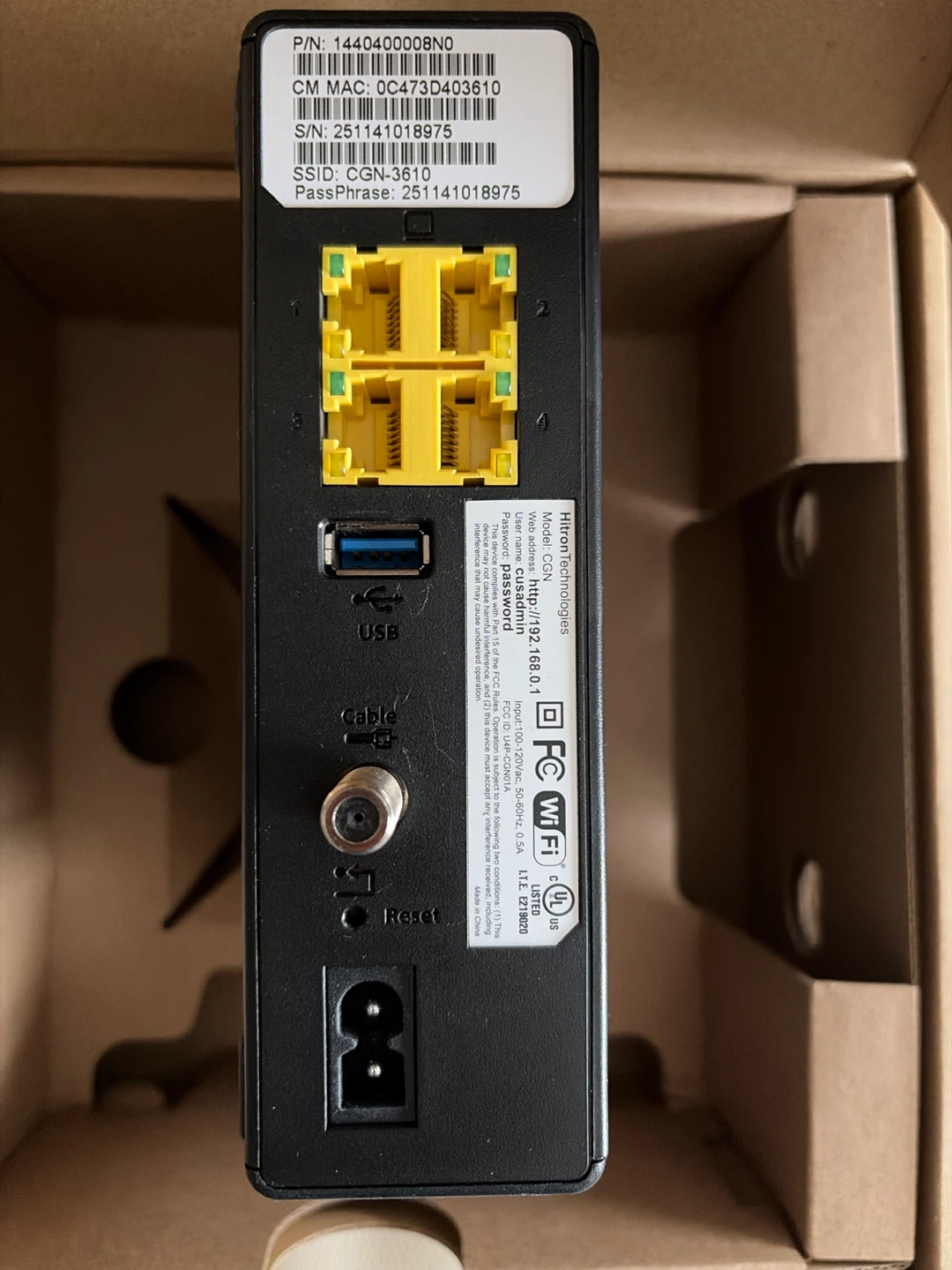 Hitron Technologies CGN-3610 WiFi Modem Router - photo 2