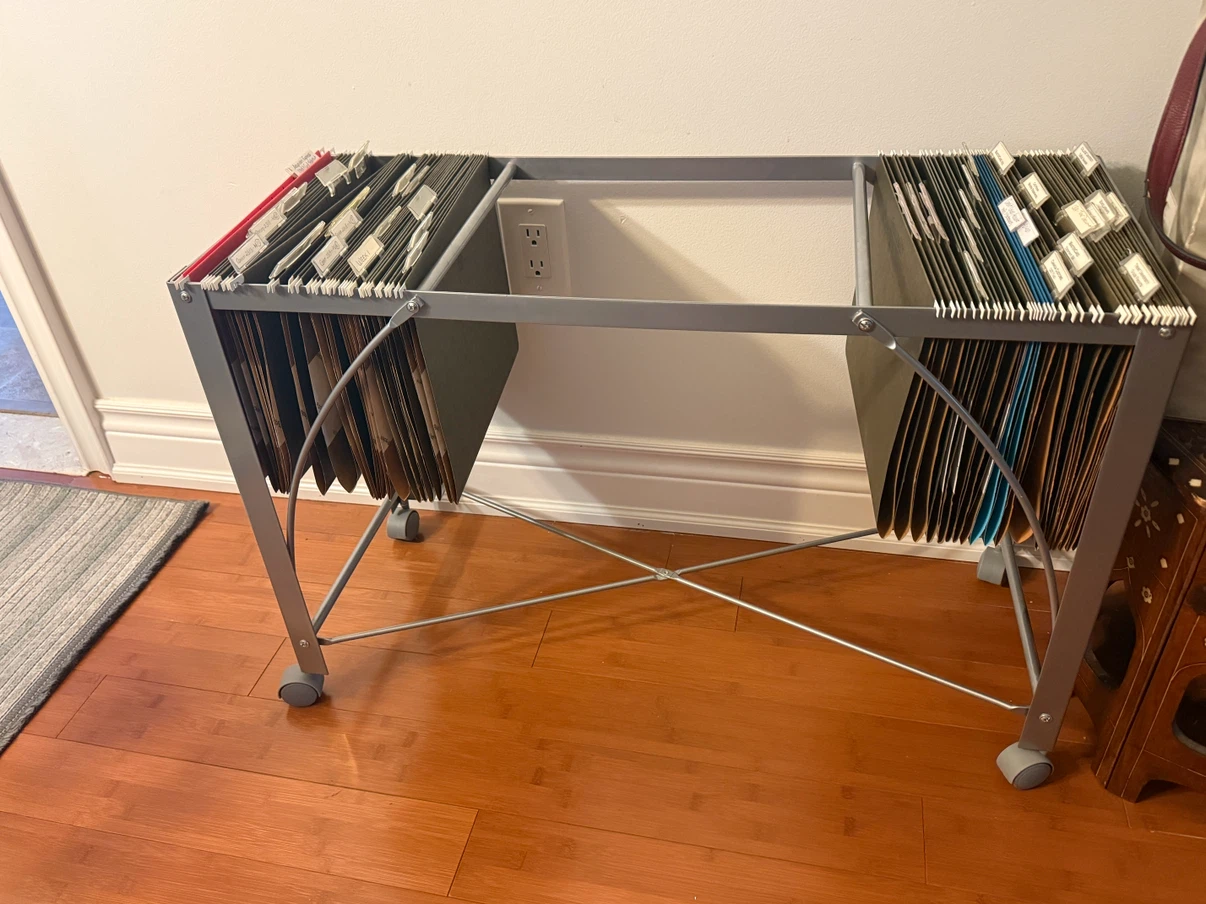 Metal Rolling Filing Cart with Hanging Folders
