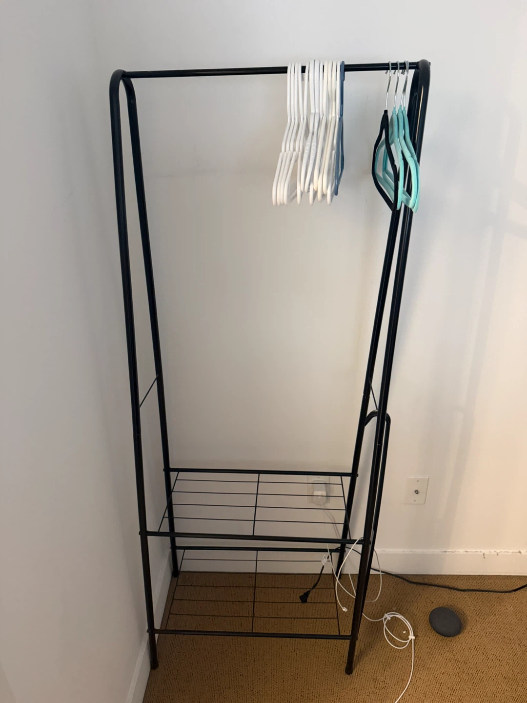 Black Metal Garment Rack with Shelves