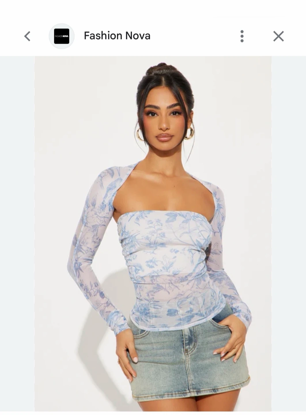Elegant Fashionova blue top with removable sleeves