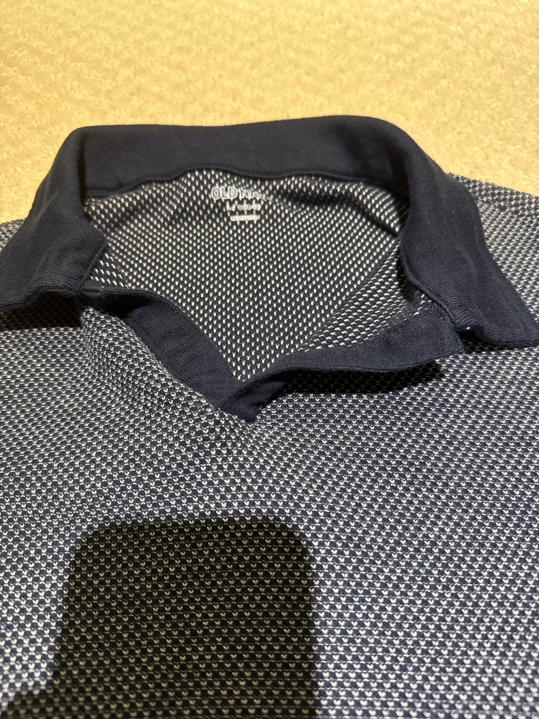 Old Navy Navy Blue Patterned Polo Shirt L (10-12) - photo 2