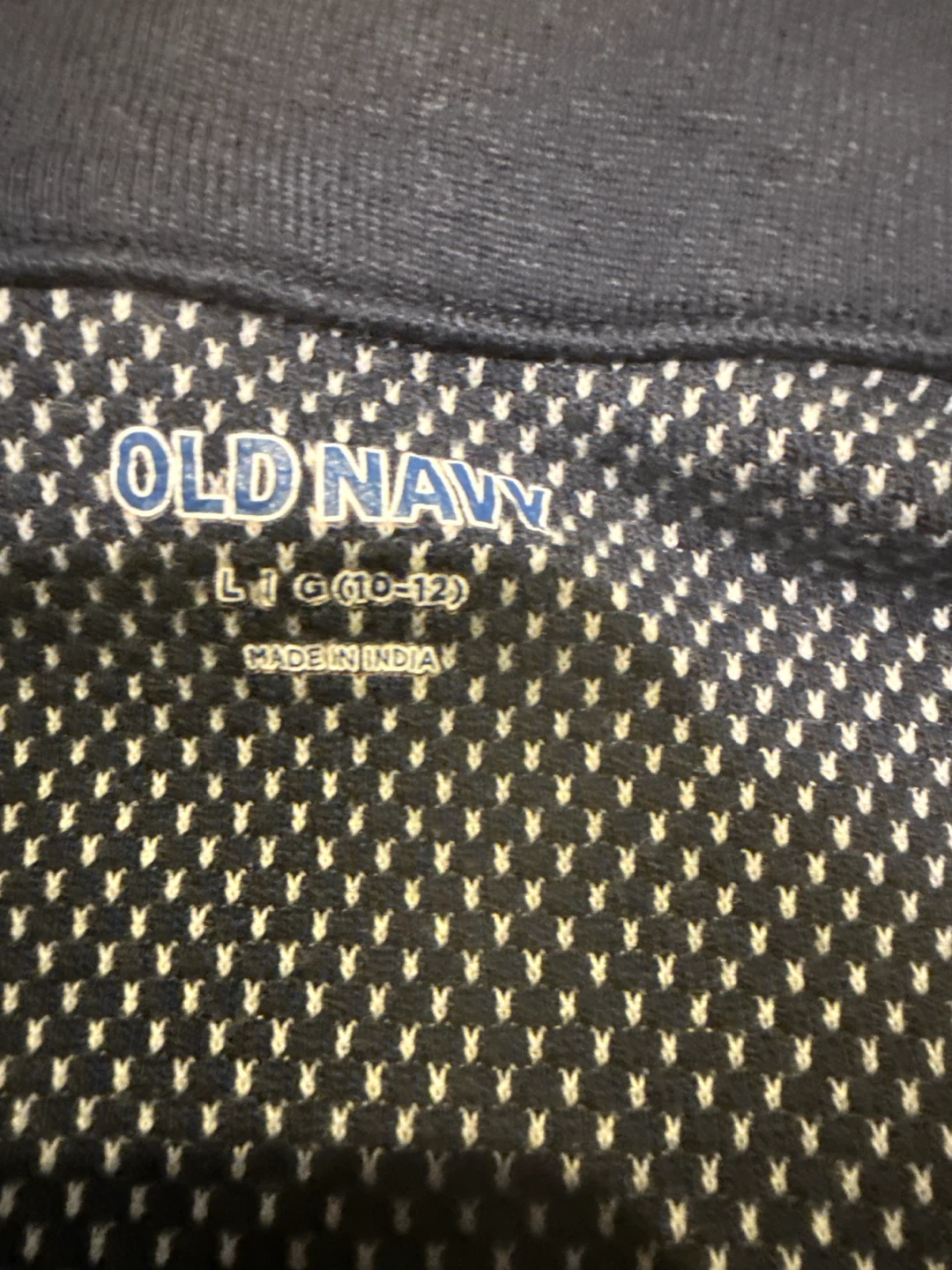 Old Navy Navy Blue Patterned Polo Shirt L (10-12) - photo 3