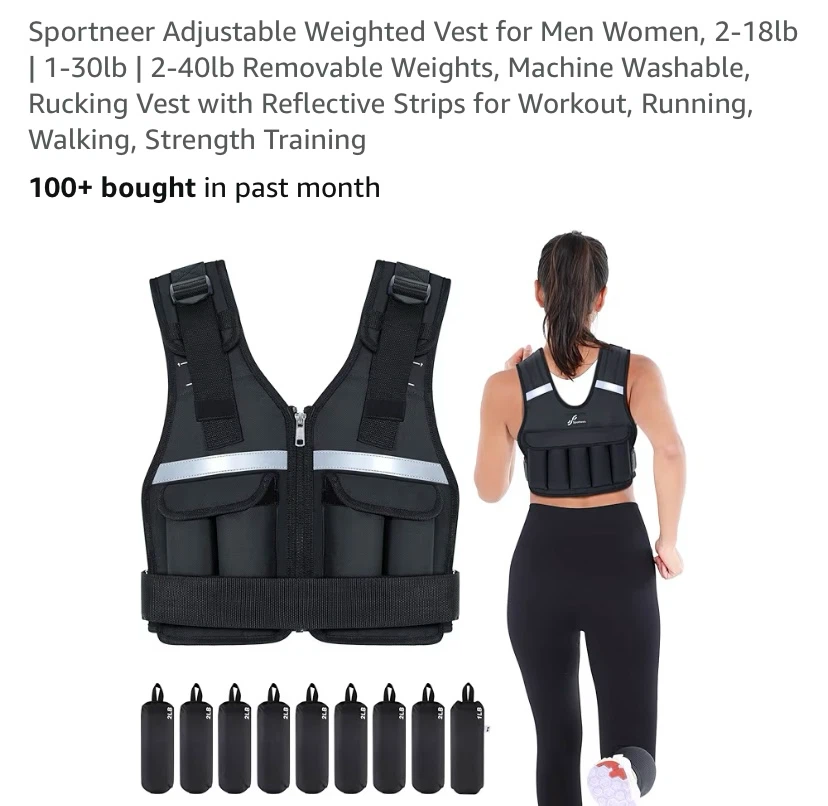 New Sportneer Adjustable Weighted Vest 2-18 lbs
