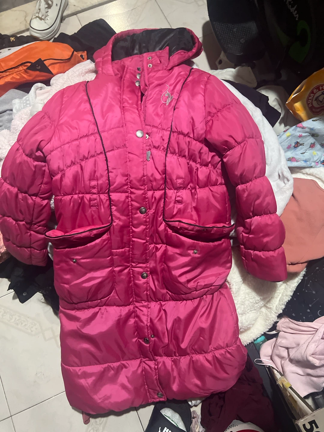 Pink Puffer Coat with Hood