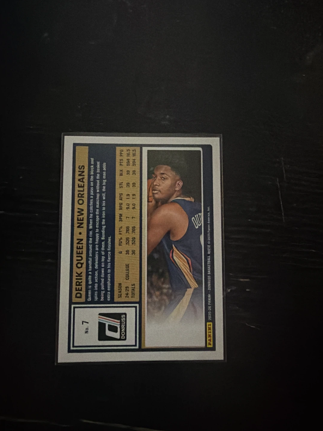 2025-26Donruss Rated Rookie Derik Queen Basketball Card - photo 2