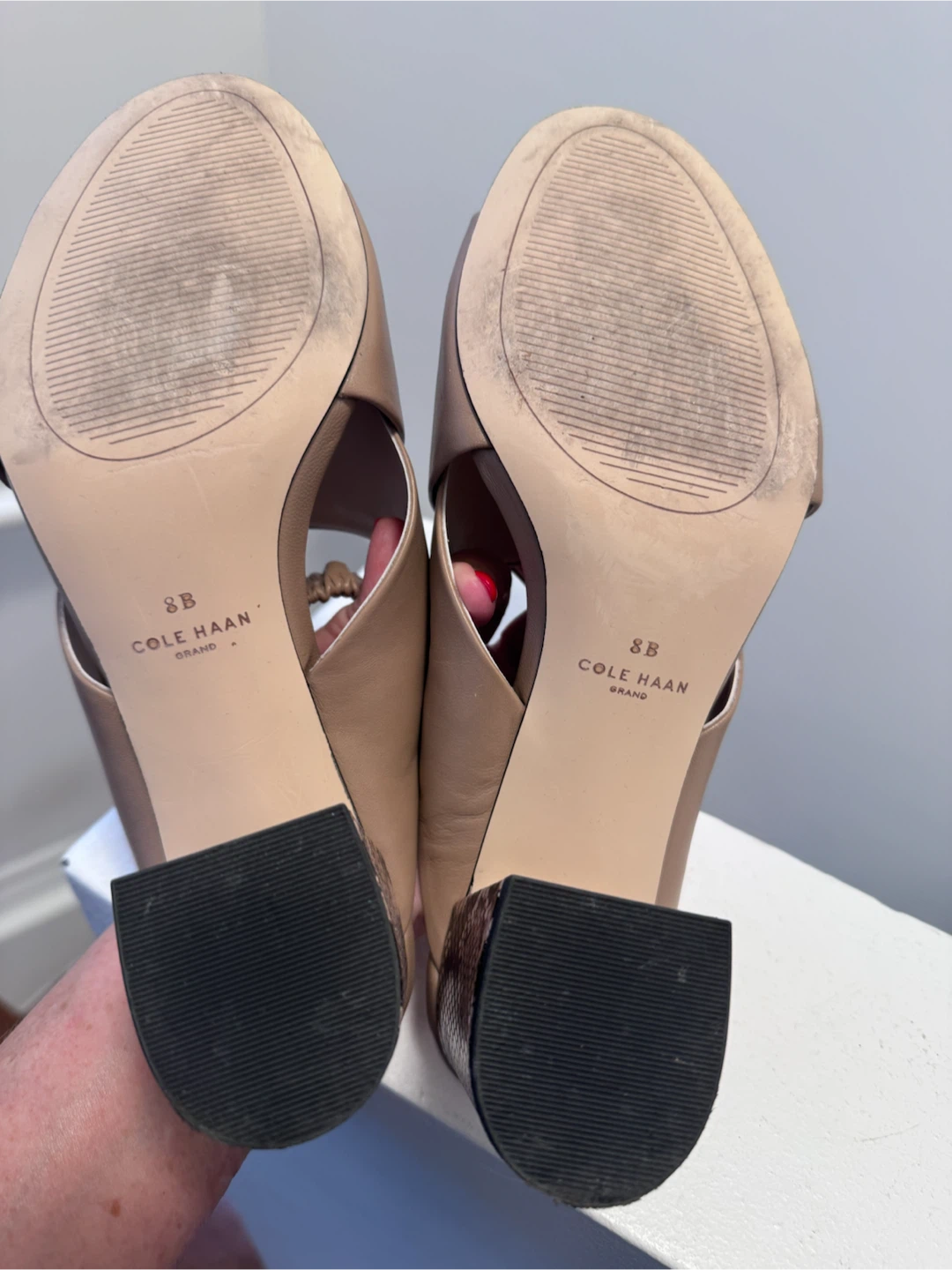 Cole Haan Tan Leather Slingback Block Heels - Size 8B - photo 5