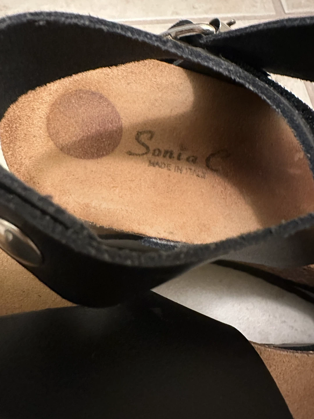 Sonia C. Black Leather Wedge Sandals - photo 2