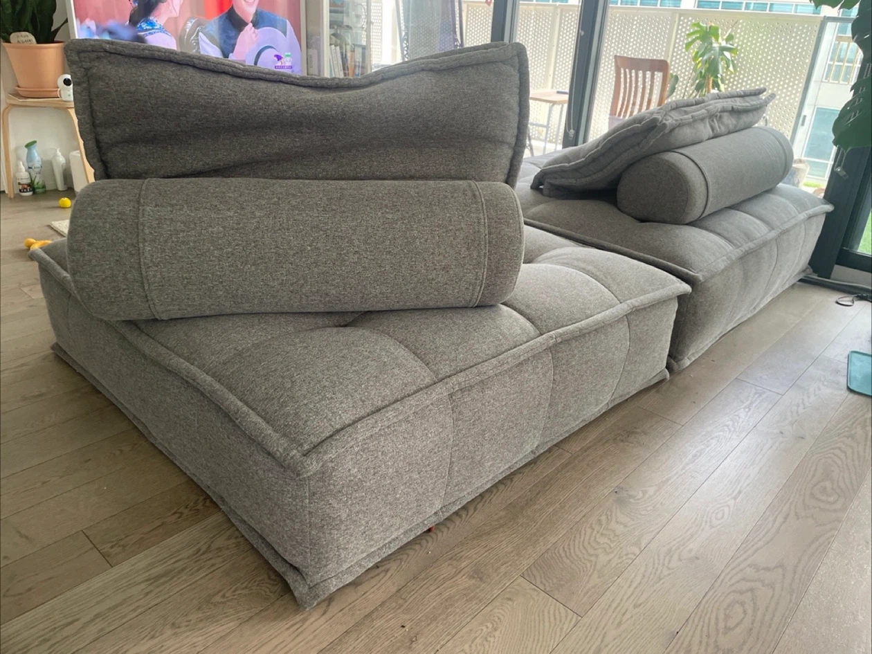 2x Grey Tufted Modular Daybed with Pillows - photo 4