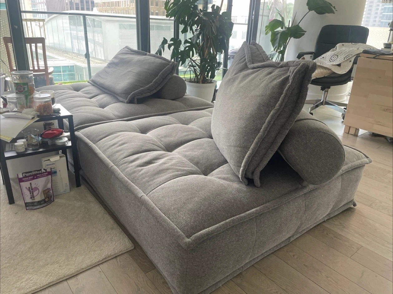 2x Grey Tufted Modular Daybed with Pillows - photo 5