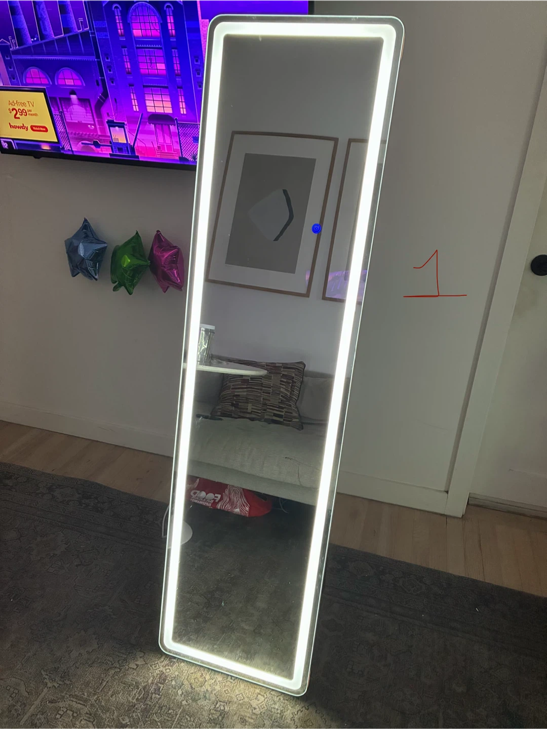 LED Light Full Floor Standing Mirror 16”x60” - photo 3