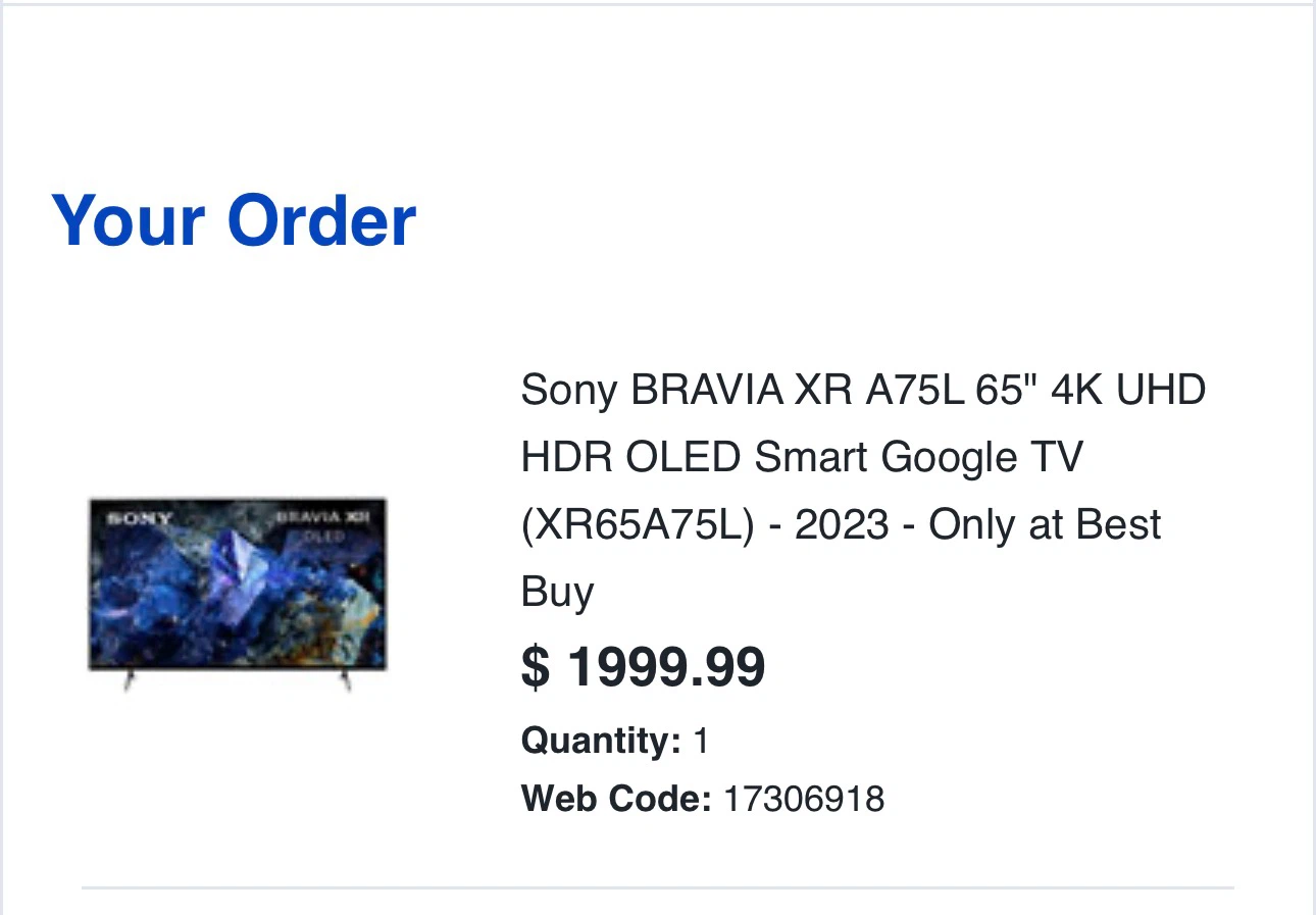 Sony BRAVIA XR A75L 65" 4K UHD HDR OLED Smart Google TV